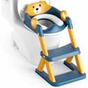Rabb 1st Potty Training Seat, Toddler Toilet Seat for Kids Boys Girls, 2 in1 Potty Training Toilet with Step Stool, 6 Adjustable Height, Splash Guard, Stable Triangular Anti-Slip Design (Blueyellow)