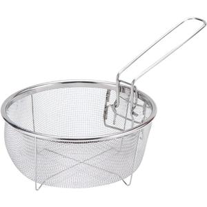 Stainless Steel Deep Fry Basket with Detachable Handle for Frying, Serving Food - Multifunctional Fryer Basket - Round/9 Inch