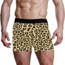Brown Leopard Skin Men's Boxers Briefs Man Support Underwear Stretch Low Rise Boxer Brief Trunks
 Size L
