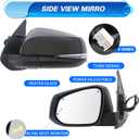 Left Driver Side Mirror fit for Toyota Tacoma 2016-2022 2023 Rear View Door Mirror Black POWER|SIGNAL|HEAT|With Blind Spot Monitor(Partslink TO1320350)(8Pins)