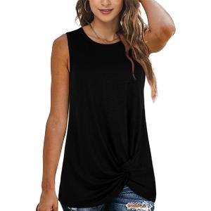 SAMPEEL Womens Tank Tops Twist Knot Summer Sleeveless (Small, 01-black)