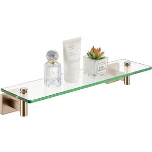 KOKOSIRI Wall Shelves Bathroom Hardware Glass Floating Shelf 20-Inch for Bedroom, Living Room, Kitchen, Hanging Rack Champagne Bronze B1105CPG-L20