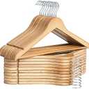 StorageWorks Wooden Hangers 20 Pack, Wood Coat Hanger for Coats, Shirts, Jackets, Pants, Suits, Natural Wood Color