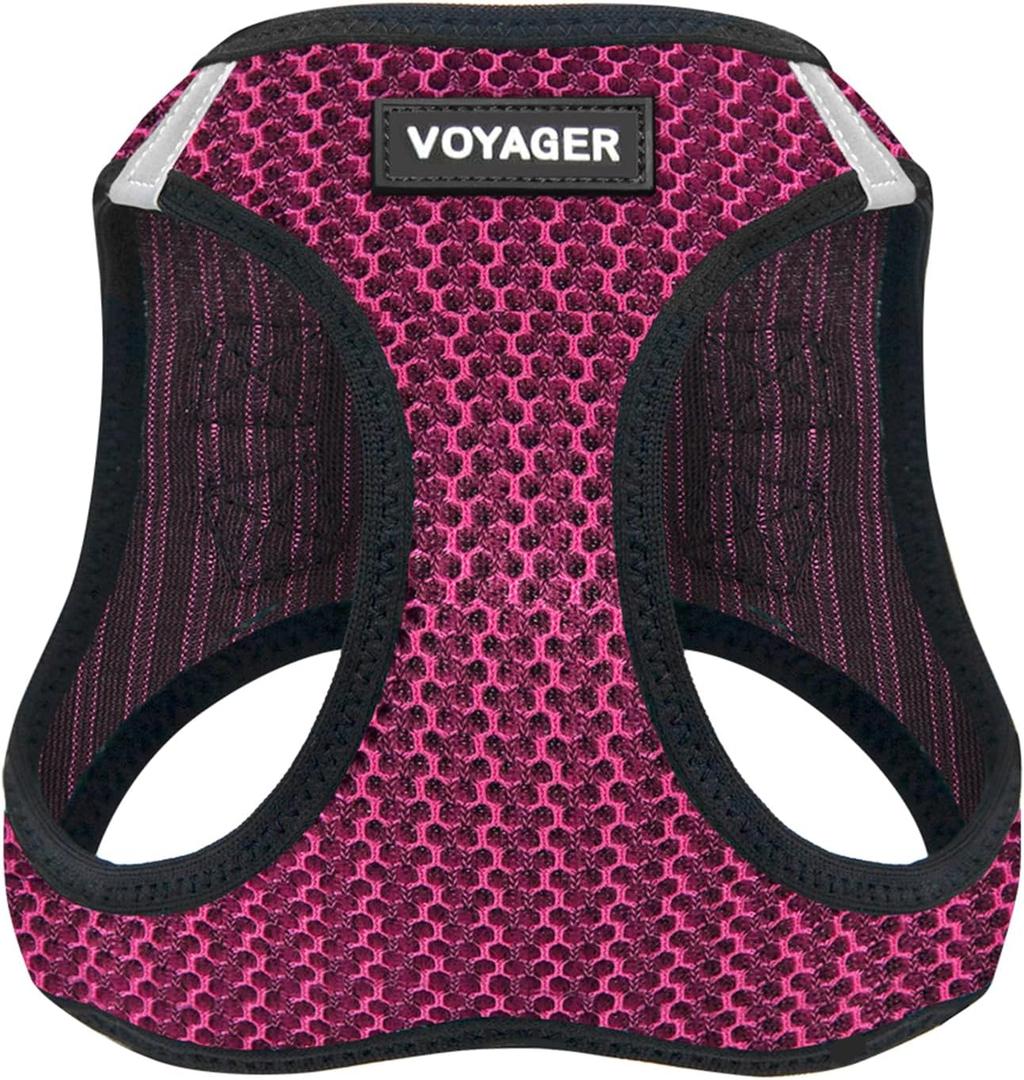 Best Pet Supplies - All Weather Mesh, Reflective, No Pull Harness for Small, Medium Dogs, Cats - Secure with Hook & Loop Fastener, Buckle, Double D-Rings - Fuchsia 2-Tone, M (M (Chest: 16 - 18"), Harness (Fuchsia 2-Tone))