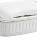 VanEnjoy White Ceramic Soap Dish, Self-Draining Kitchen Sink Soap Holder