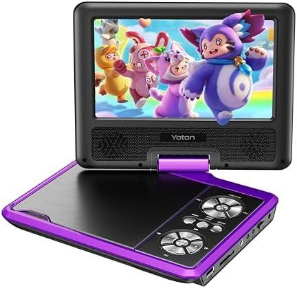 YOTON 9.5" Portable DVD Player for Kids and Car, 7.5" Swivel HD Screen with 6 Hours Built-in Battery, Car DVD Player with Dual Speakers, Remote Control, Support Sync TV, Region Free USB/SD/AV - Purple