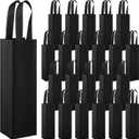 Hoolerry 36 Pcs Gift Bag Black Single Fabric Reusable Non Woven Tote Gift Bags Bulk Bottle Holder Carrier with Handles for Shopping Wedding Birthday Dinner Parties