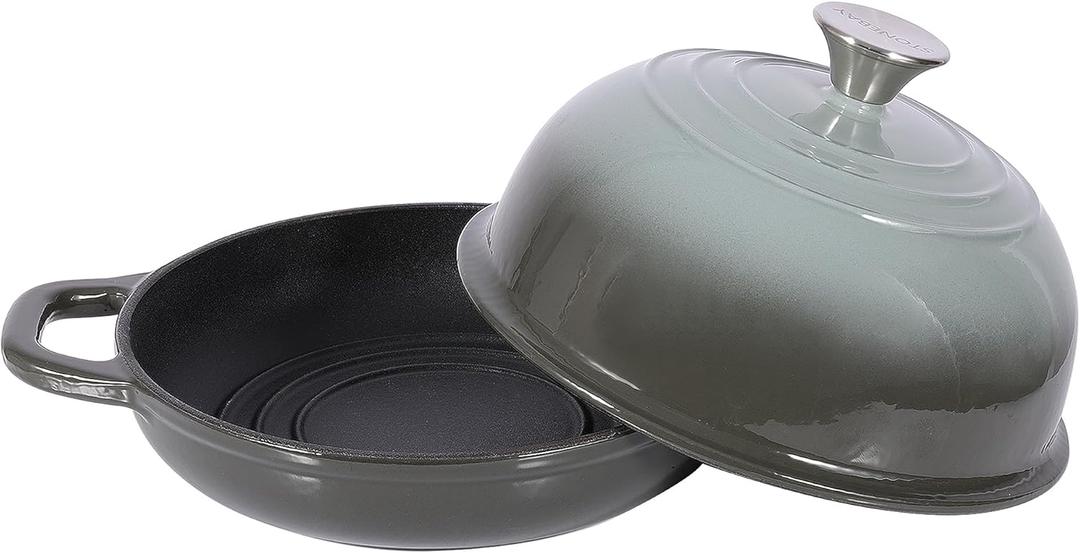 STONEBAY Enameled Cast Iron Bread Oven  9.5-Inch Dutch Oven for Sourdough Bread Baking & Artisan Loaves, Versatile for Roasting & Braising (Slate Blue)