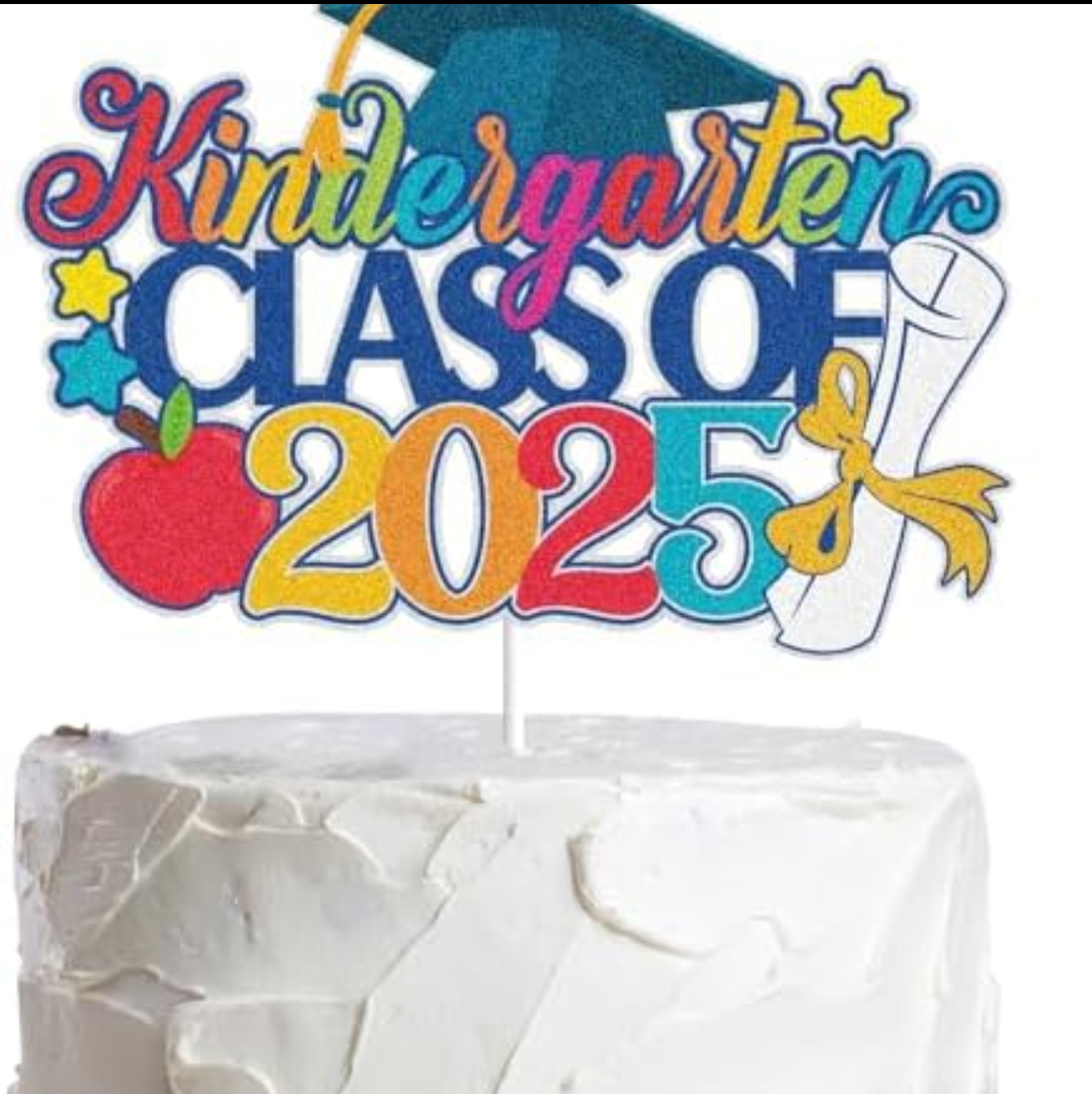 Kindergarten Class of 2025 We are So Proud of You Cake Decorations Graduation Congrats Grad Party Supplies Straight Outta Kindergarten Cake Topper Glitter Grad 2025 Happy Graduation (03) Set of 3
