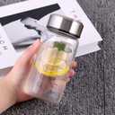 12Oz Small Glass Water Bottle with Lid and Sleeve,0.15in/3.8mm Thick Glass Shaker Bottles for Protein Mixes,Juicing,Smoothies,Infused Water,Beverage,Reusable Juice Bottles (2 Pieces)