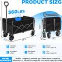 Wagons Carts Foldable - Collapsible Wagon Cart with Wheels Foldable - Utility Folding Wagon Cart for Sports Camping Grocery, Black