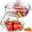 Maxcheck 2 Pieces Glass Casserole Dish with Lid 0.8L/ 1.5L Baking Casserole Dish Covered Cookware Microwave Bowls with Handle for Kitchen Restaurant Home Party Cooking, Oven Safe (Square)