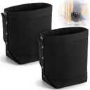 2 Pcs Tool Pouches 5" x 10" x 9", Small Tool Bags Tunnel Connection Utility Pouches for Nuts & Bolts, Double Reinforced Bottom with Belt Strap Connect & Bull Pin Loops for Outdoor Work