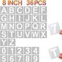 YEAJON 36 Pcs Letter Stencils and Numbers, Alphabet Craft Stencils, Reusable Plastic Stencils for Painting on Wood, Wall, Fabric, Rock, Chalkboard, Signage, DIY School Art Projects (8 Inch)