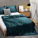 Ersmak Duvet Cover for Weighted Blanket, Silky & Removable Satin Duvet Cover with Zipper & 8 Ties Secure Fastening, Teal 60" x 80" 