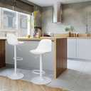 Finnhomy Bar Stools Set of 2, Swivel Barstools with Footrest and Ergonomic PP Back, Counter Height Adjustable Modern Counter Stools for Kitchen, White, 32.3 inches