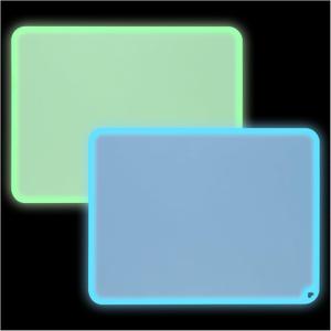 KVK Glow-in-The-Dark Silicone Placemat for Toddlers Kids Non-Slip Reusable Portable Baby Placemats for Restaurant & Home Stain-Proof Children Food Mats Eating Table Mat 2 Pack (Pale Green & Sky Blue)