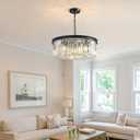 20'' Modern Crystal Chandelier Black Dining Room Light Fixture 8 Light