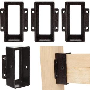 Rail Handrail Bracket Connectors, 3.6X1.6"Aluminium Alloy Rectangular Deck Balusters HangerConnectors Support Mount 4Set for Fence Porches Pavilions Pergolas Log Cabin