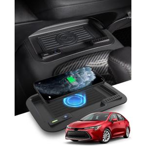 CarQiWireless Wireless Charger for Toyota Corolla 2026 2025 2023 2022 2021 2020 Le Se Hybrid Accessories,Automotive Center Control Organizer Wireless Charging Pad for 2020-2026 Toyota Corolla