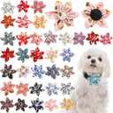 36 Pieces Dog Flower Collars, 8.5 cm/3.3 Inch Adjustable Pet Bow Tie Collar, Multi-color Pet Flower Collar Dog Charms, Floral Accessory for Small Medium Large Cat Puppy Pets