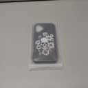 IWONE Compatible with iPhone 16 Plus Case with Card Holder Cute Shockproof Drop Protection Phone Wallet Slot Cover Cases for Women - Black Floral Skull Skeleton