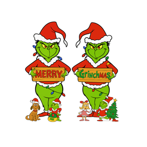 Christmas Yard Signs Outdoor Decoration, Merry Grinchmas, 2 Grinches (22 Inches)