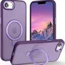 Magnetic for iPhone 17e Case & iPhone 16e Case with Ring Stand, [10 FT Drop Protection] [Velvety Touch] Slim Translucent Matte Back Shockproof Phone Case for iPhone 17e 6.1'', Dark Purple