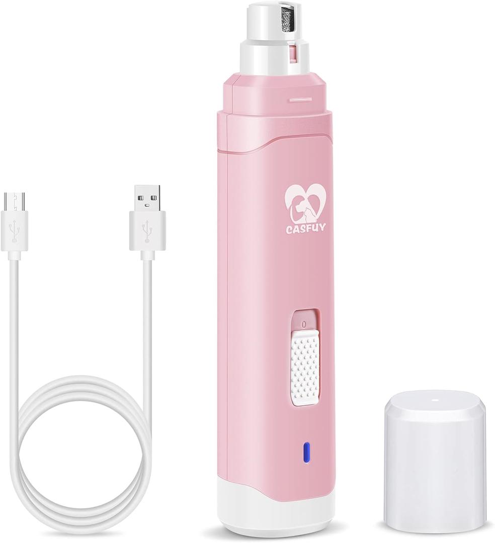 Casfuy Dog Nail Grinder Upgraded - Professional 2-Speed Whisper-Quiet Electric Pet Nail Trimmer Painless Paws Grooming & Smoothing for Small Medium Large Dogs & Cats