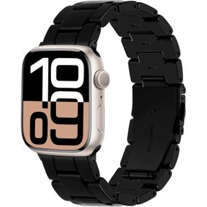 Lerobo Resin Band Compatible with Apple Watch Series 11/10/9/8/7 38mm 40mm 41mm 42mm 44mm 45mm 46mm 49mm,Fashion Lightweight Strap for iWatch Series 6/5/4/SE/Ultra 3 2 1 Wristband Replacement for Women Men (Black)