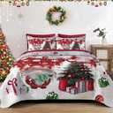 WeCozy Christmas Full/Queen Size Quilt Set, Cute Gnome Lightweight Bedspread Coverlet with Pillow Shams for Kids and Adults, Merry Xmas 3 Pcs Bedding Bed Cover