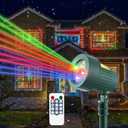 Enhon Christmas Laser Projector Light Show Outdoor, Red Green Blue 3 Color Starry Lights Show, Laser Light with RF Control, IP65 Waterproof Holiday Christmas Outdoor Decor (1 Pack)
