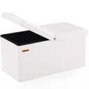 HAUSFRAU Ottoman with Storage Bench Folding Foot Rest Stool White