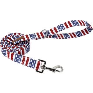 Patriotic Dog Collar & Leash - American Flag, Sturdy & Durable Cotton, Match 4th of July, Fits Small to Large Dogs
