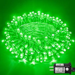 120 LED Green String Lights Indoor, 40ft St Patricks Day Lights Clear Wire 8 Modes Plug in Waterproof Christmas Fairy Lights for Room Christmas Tree Holiday Decorations