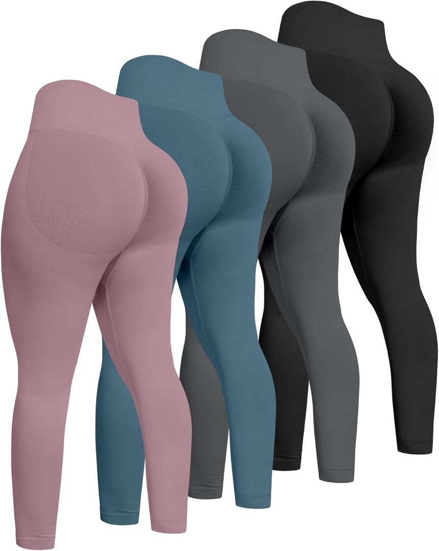 ATHVOTAR Workout Gym Leggings Women, High Waisted Seamless Butt Lifting Scrunch Butt Sports Leggings (M)