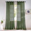 NICETOWN Forest Green Sheer Curtains 96inches Long for Living Room, Grommet Voile Sheer Light Filtering Window Treatments for Bedroom, Sage Green, W54 x L96, Set of 2
