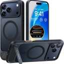 TORRAS Strong Magnetic & Seamless Stand for iPhone 17 Pro Case, Fit for MagSafe, Militray Grade Protection, Built-in Kickstand, Camera Control, Translucent Shockproof Slim 17 Pro Cover Ostand, Black