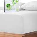 Royale Linen Bamboo Viscose Fitted Sheet Full Only - Cooling Full Size Fitted Sheets - Deep Pocket Up to 16" - Organic Viscose Derived from Bamboo - Breathable & Silky Bottom Sheet (54x75 Inch, White)