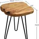 WELLAND Live Edge Side Table with Hairpin Legs, Natural Edge Side Table, Small Nightstand Wood, 15.5" Tall