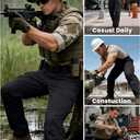 SWISSWELL Tactical Pants for Men Water Resistant Ripstop Elasticated Waist Work Cargo Pant with 8 Pockets for Hiking Construction Black 32×30, Black