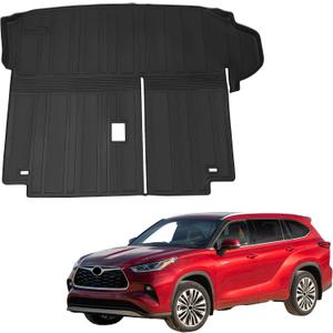 Cargo Mat Compatible with 2020-2024 Toyota Highlander - Backrest Mat TPE Cargo Liners for Toyota Highlander Accessories - Fit 2020-2024 Highlander, Rear Cargo Mat with Backrest Mat