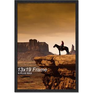 A PLUS MAX 13x19 Picture Frame, Black Engineered Wood Frame for 13 x 19 Inch Picture Poster Photo, Light Weight 13 by 19 Frame with Wood-grain for Wall - 1 Pack/Black/13 x19