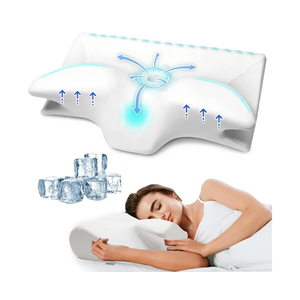 Cervical Pillow for Neck Pain Relief, Cooling Contour Memory Foam Pillows Support Odorless Ergonomic Neck Pillow Adjustable Orthopedic Bed Pillow for Side Back Stomach Sleeper with Pillowcase（Blue)