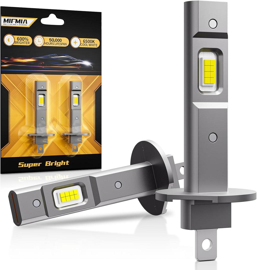 Bulbs, 60000LM 1000% Brighter, Real 1:1 Halogen Mini Size with Fan, 6500K Cool White No Adapter Needed Plug-N-Play Off Road Lights, Pack of 2