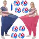 Shappy 11 Pcs Fourth of July Party Game for Adults Set 2 Patriotic Granny Pants Oversized with 8 Patriotic American Flag Bouncy Ball & 1 Air Pump Independence Day Fouth July Giant Outdoor Yard Game