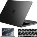 EooCoo Case Compatible with MacBook Air 15 inch M5 2026 2025-2023 Release M4 M3 M2 Model A3448 A3241 A3114 A2941, Plastic Hard Shell Case & Keyboard Cover & Screen Protector, Black