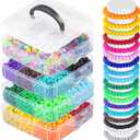 4800Pcs Pony Beads,24 Colors Pony Beads Bulk for Bracelets Making,Plastic Bead for Jewelry Making, DIY Crafting,Hair Braiding 6x9mm