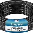 Utah Pneumatic 1/4" Air Line 0.25" Od 32.8 Feet 10 Meters Saej844 Nylon 1/4 Hose Dot Approved For Air Tubing Air Brake System Or Fluid Transfer 1/4" Air Hose (Black)