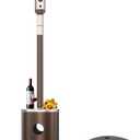 50,000 BTU Patio Heater - Propane Patio Heater with Sand Box, Double-Layer Stainless Steel Burner, Round Table Design Space Heater, Outdoor Heaters with Wheels for Garden and Patio, Brown